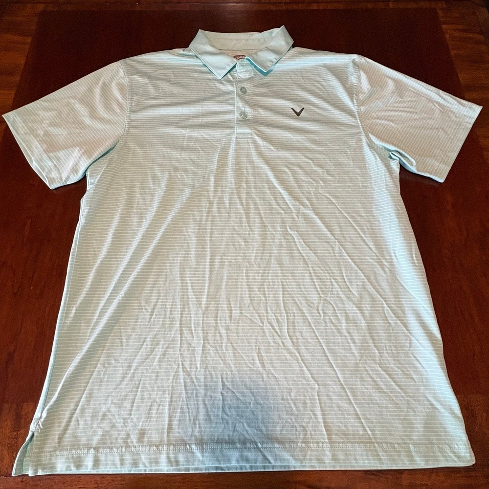 Callaway Opti-Dri Golf Polo Shirt Stripe Performance Blue Large‎